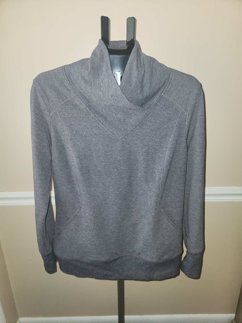 Womens Gray Cowl Neck Sweater - Casual Pullover